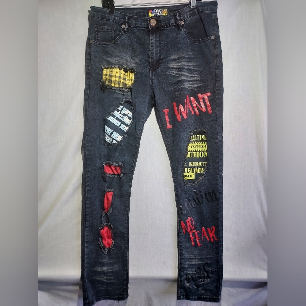 Demolition slim‎ straight men's jeans size W36 x L32